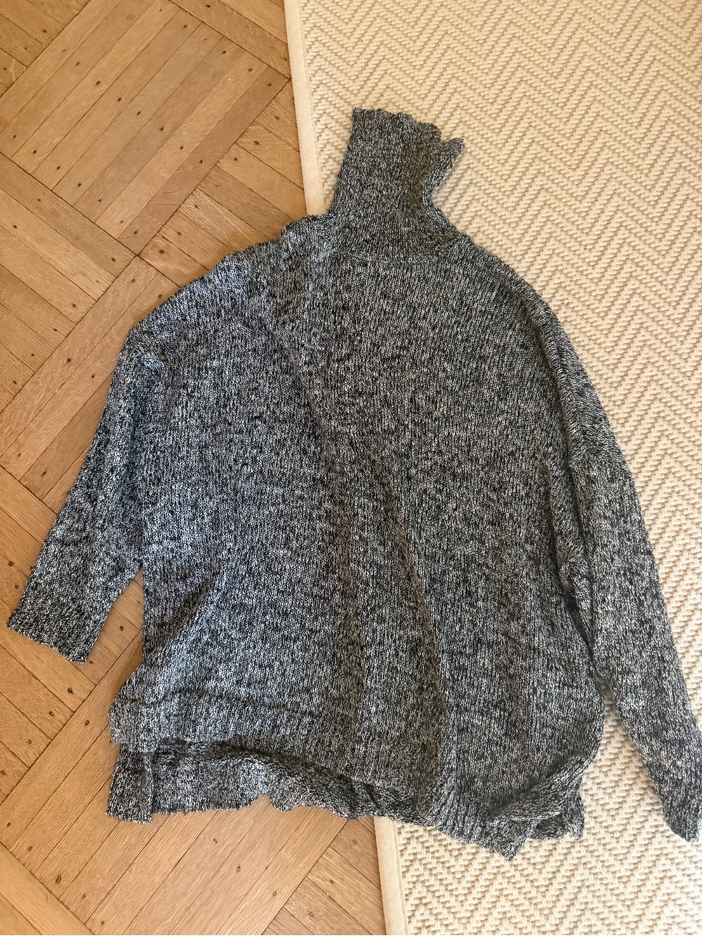 Mango Heathered Gray Funnel Neck Sweater